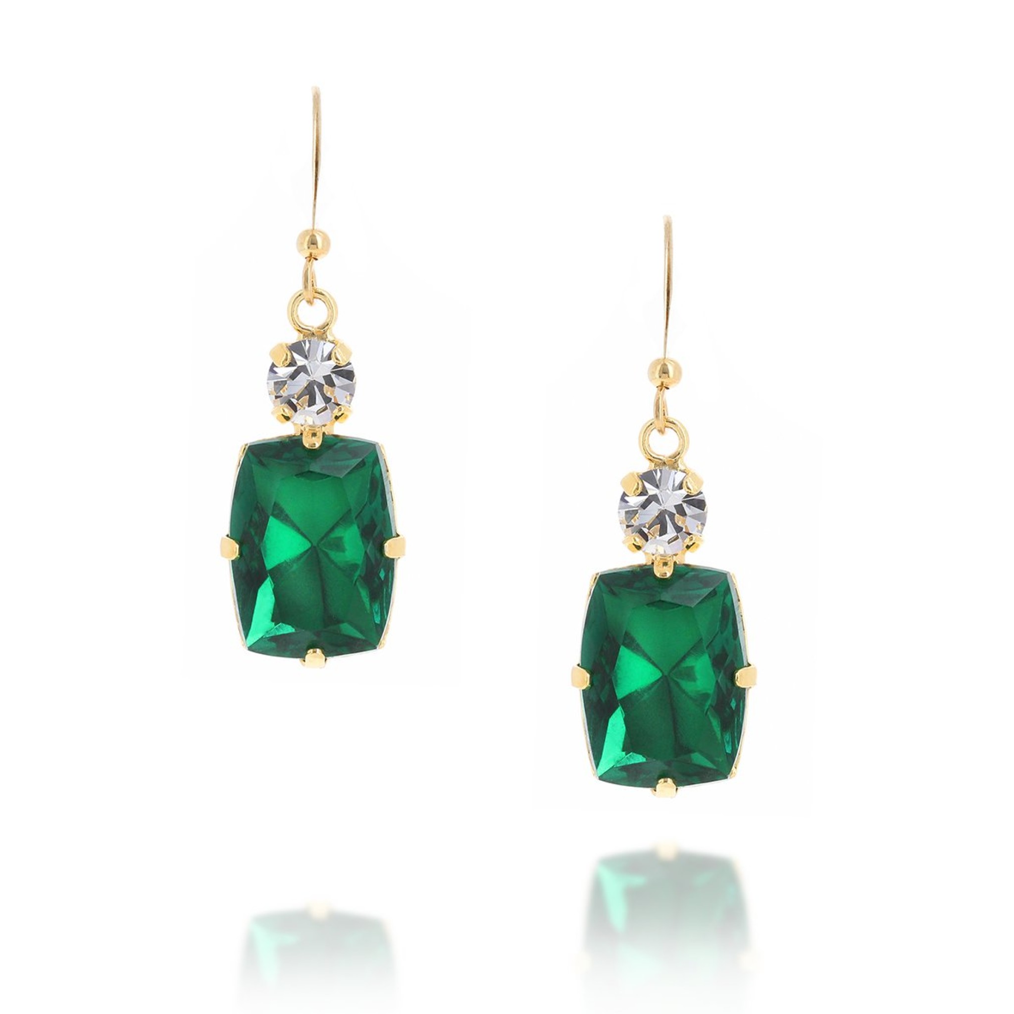 Valentina Square Cut Emerald Drop Hooked Earrings.