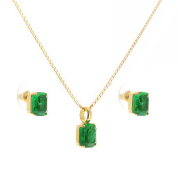 rough Emerald crystal set necklace and earrings krystal london gold plated side on.jpg